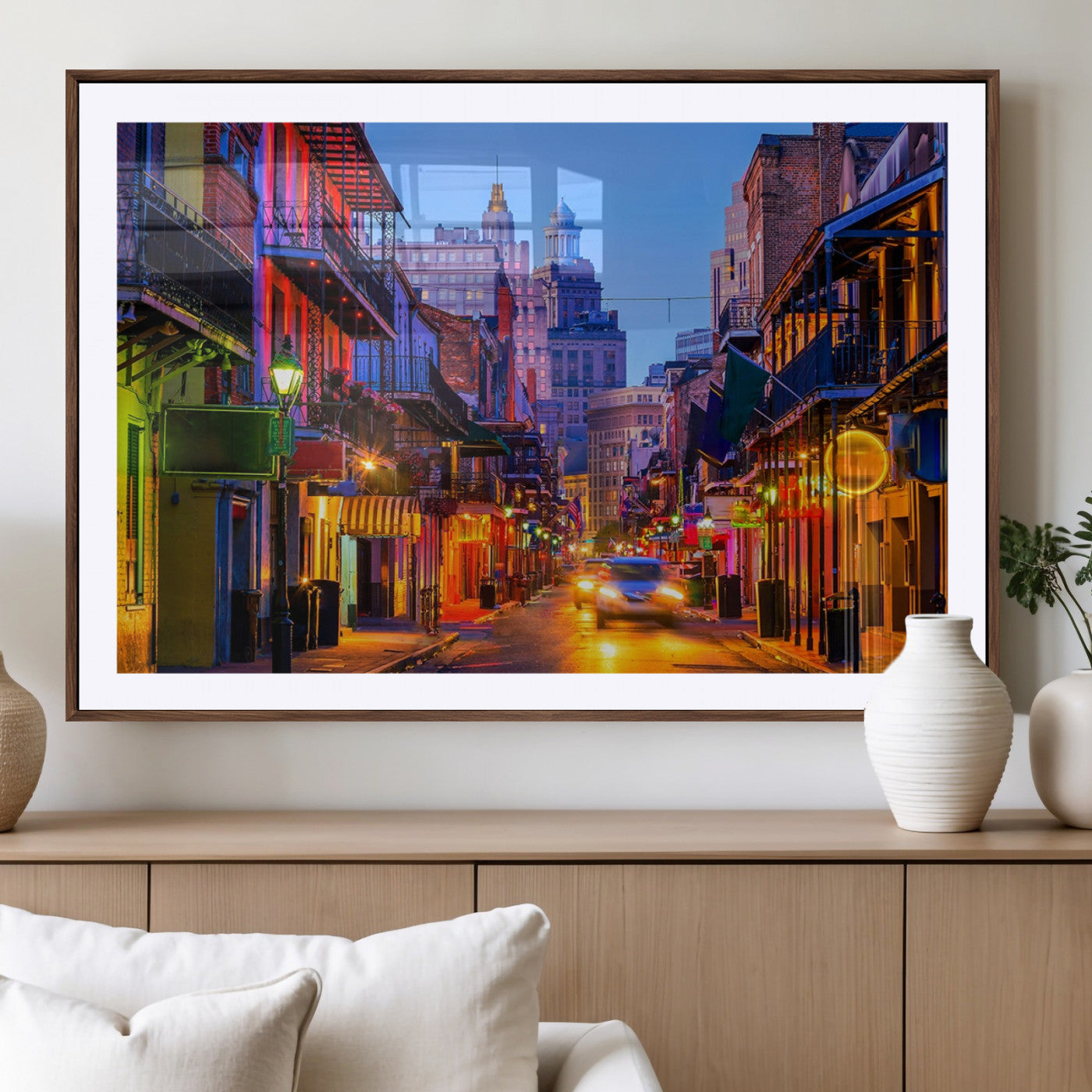 65050-MGV-CV-36X24-New Orleans Street Scene Wall Art – Colorful Nighttime Cityscape Canvas Print, Urban Decor for Living Room, Office or Bar