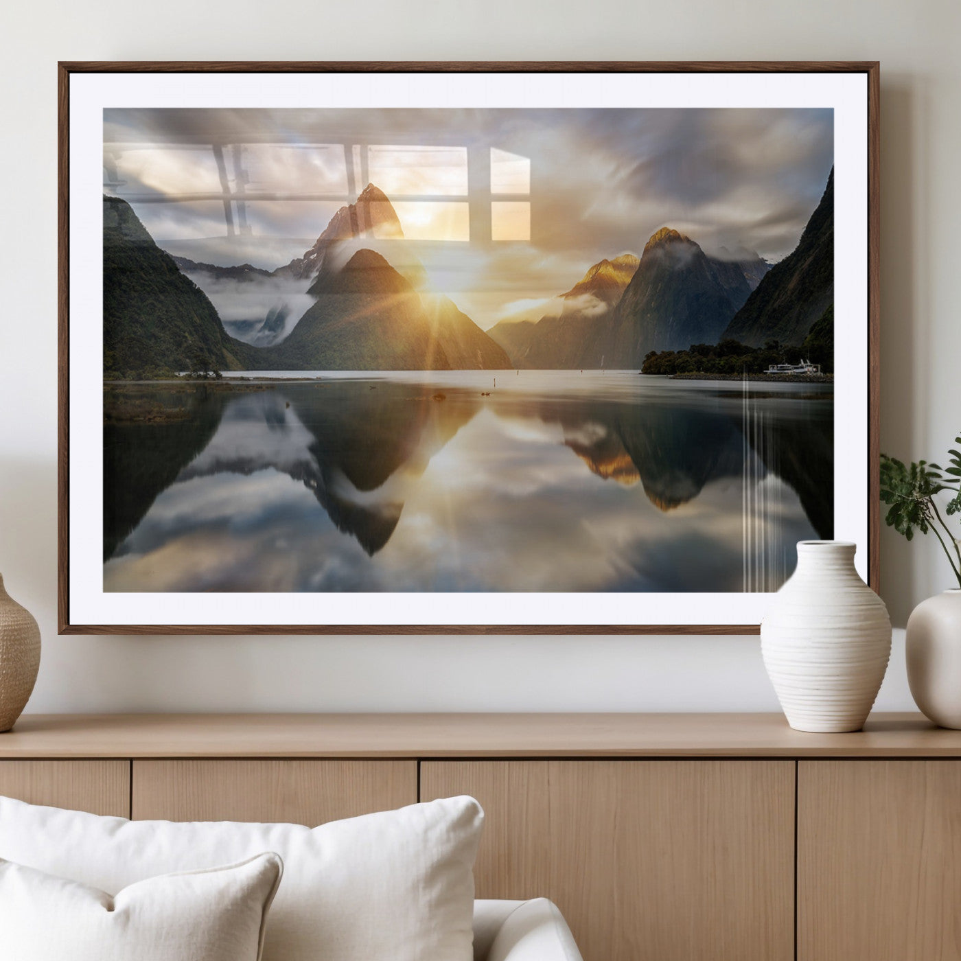 78842-MGV-CV-36X24-Sunrise Mountain Reflection Wall Art – Stunning Nature Landscape Canvas Print for Home, Office, Living Room or Relaxing Space