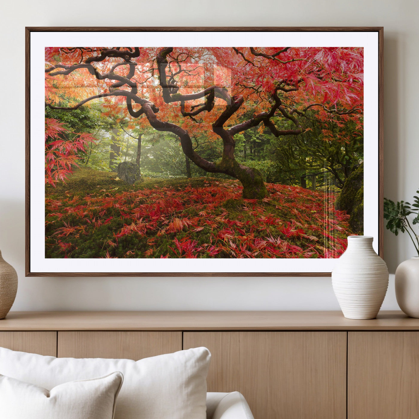 73343-MGV-CV-36X24-Autumn Maple Wall Art – Panoramic Vibrant Red Maple Tree Canvas Print, Seasonal Nature Decor for Office, Living Room or Garden