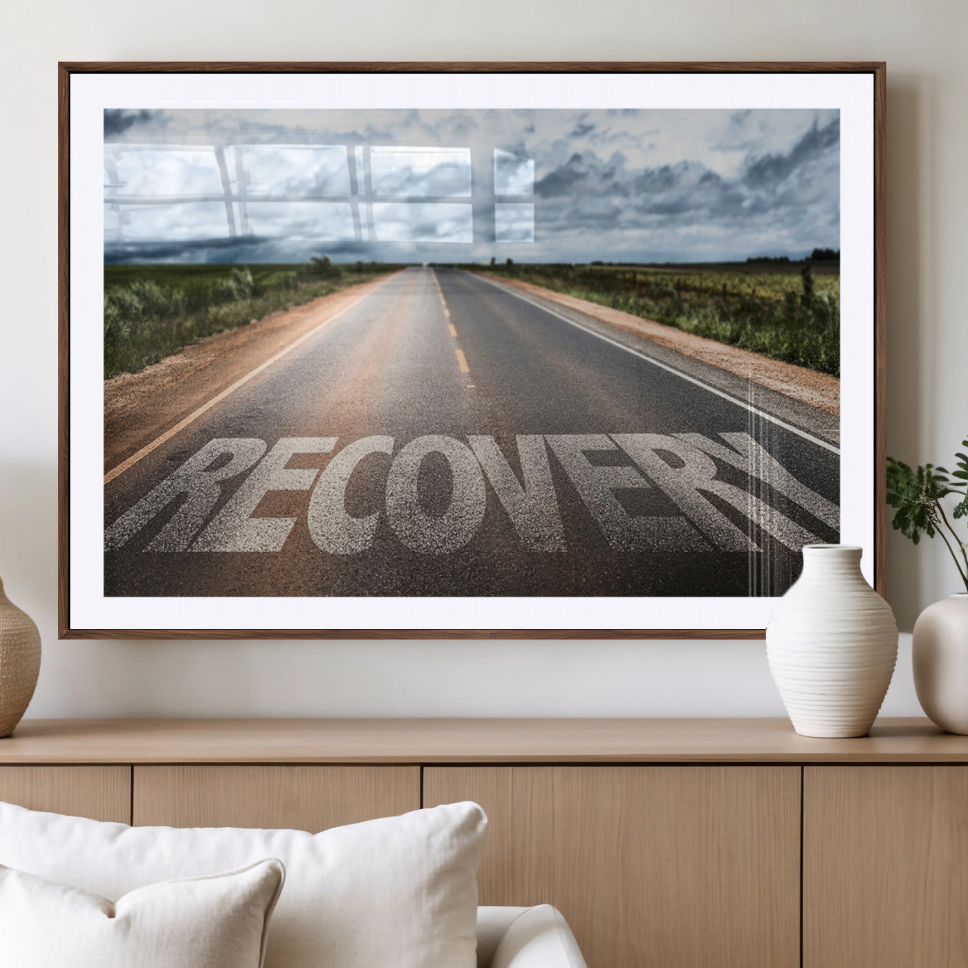 50743-MGC-FP-36x24_Walnut-Healing Road Wall Art – Motivational Highway Canvas Print, Inspirational Journey Decor for Office, Gym or Living Room