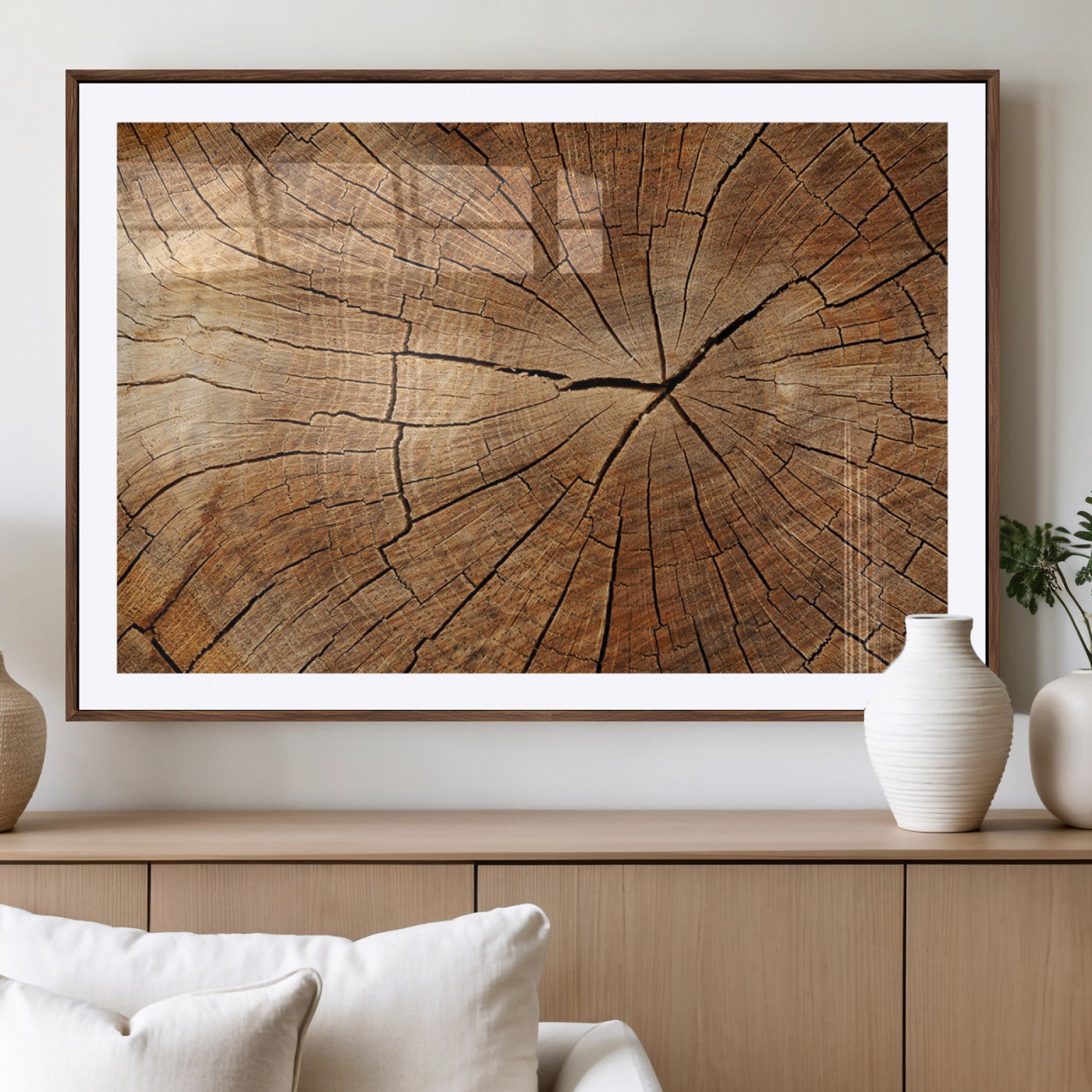 61710-MGC-FP-36x24_Walnut-Tree Rings Wall Art – Rustic Wood Grain Canvas Print of Tree Trunk Cross Section, Nature Inspired Decor for Cabin, Office, Living