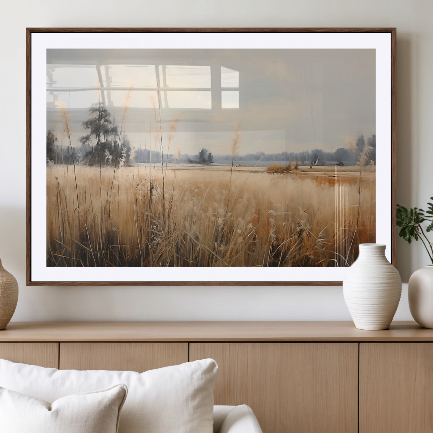 38193-MGV-CV-36X24-Golden Meadow Wall Art – Serene Grassland Landscape Canvas Print, Rustic Nature Decor for Bedroom, Living Room or Farmhouse