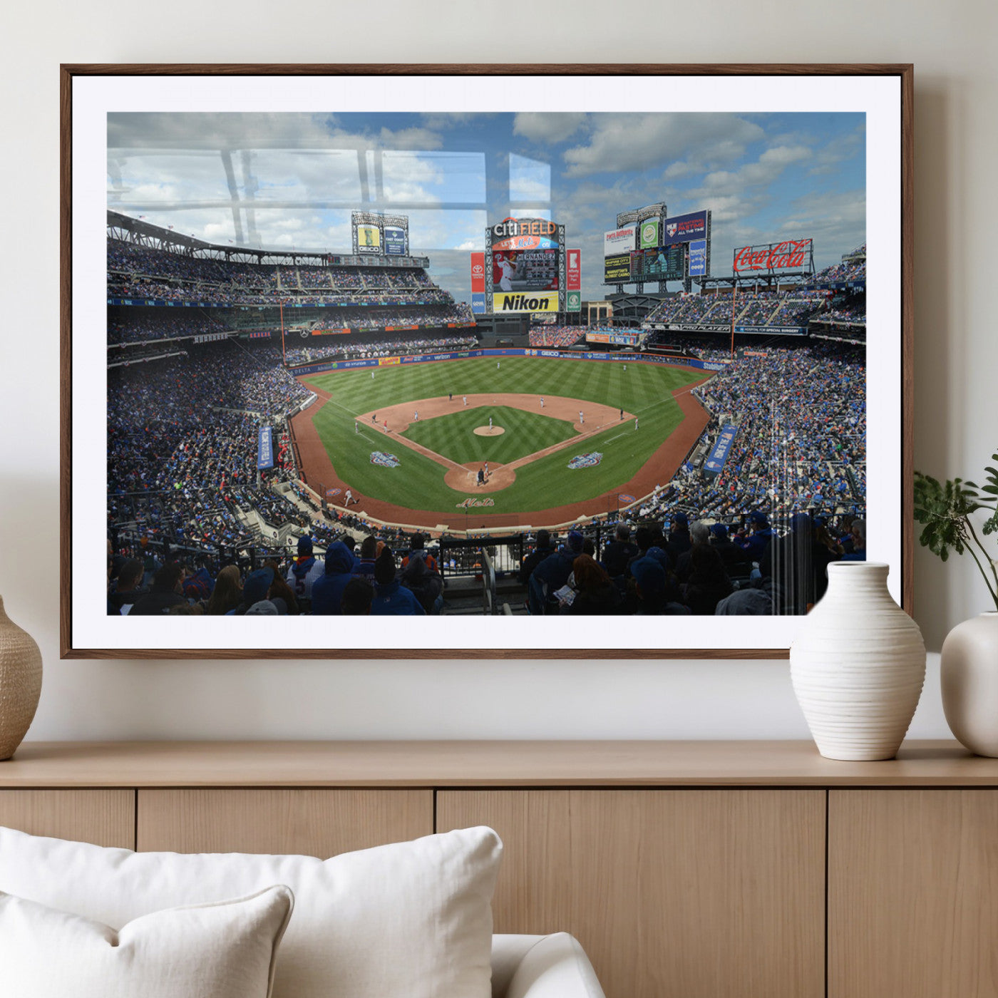 22910-MGV-CV-36X24-City Field Stadium Wall Art Canvas Print, Framed New York Stadium Art Picture Print, City Field Perfect Sport Room Decor Artwork