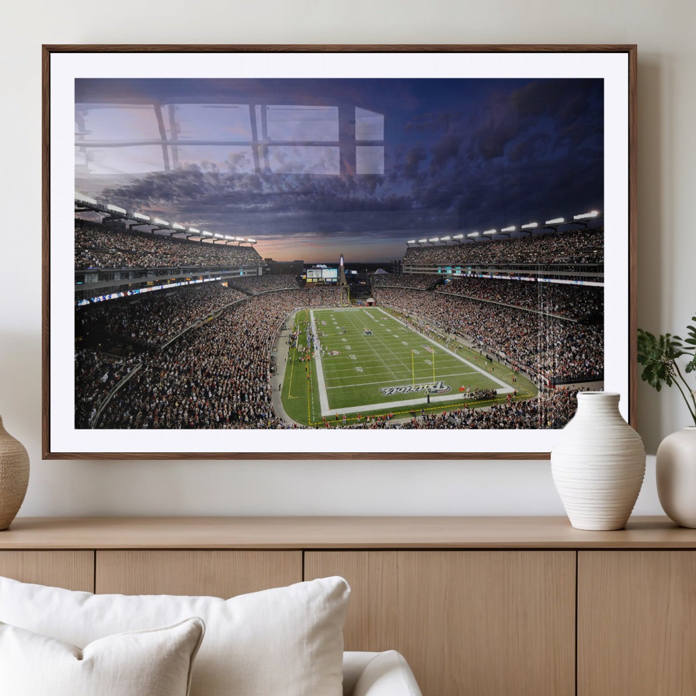52712-MGV-CV-36X24-Gillette Stadium Field Wall Art Canvas Print, Framed Massachusetts Stadium Art Picture Print, Gillette Stadium Perfect Sport Room