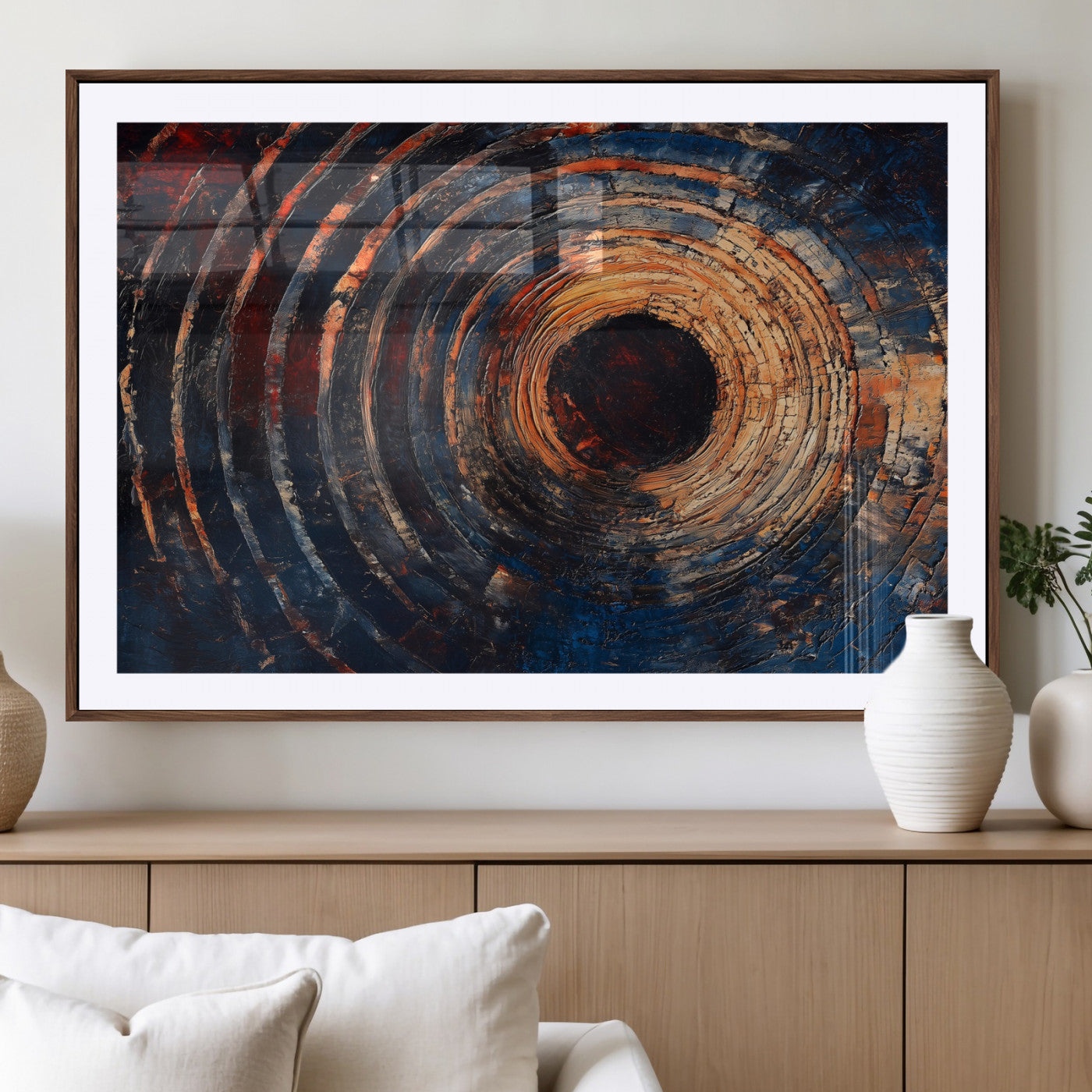 10017879-MGV-CV-36X24-Wood Tree Ring Wall Art Canvas Print, Framed Natural Wood Art Picture Print, Rustic Tree Slice Perfect Rustic Decor Artwork