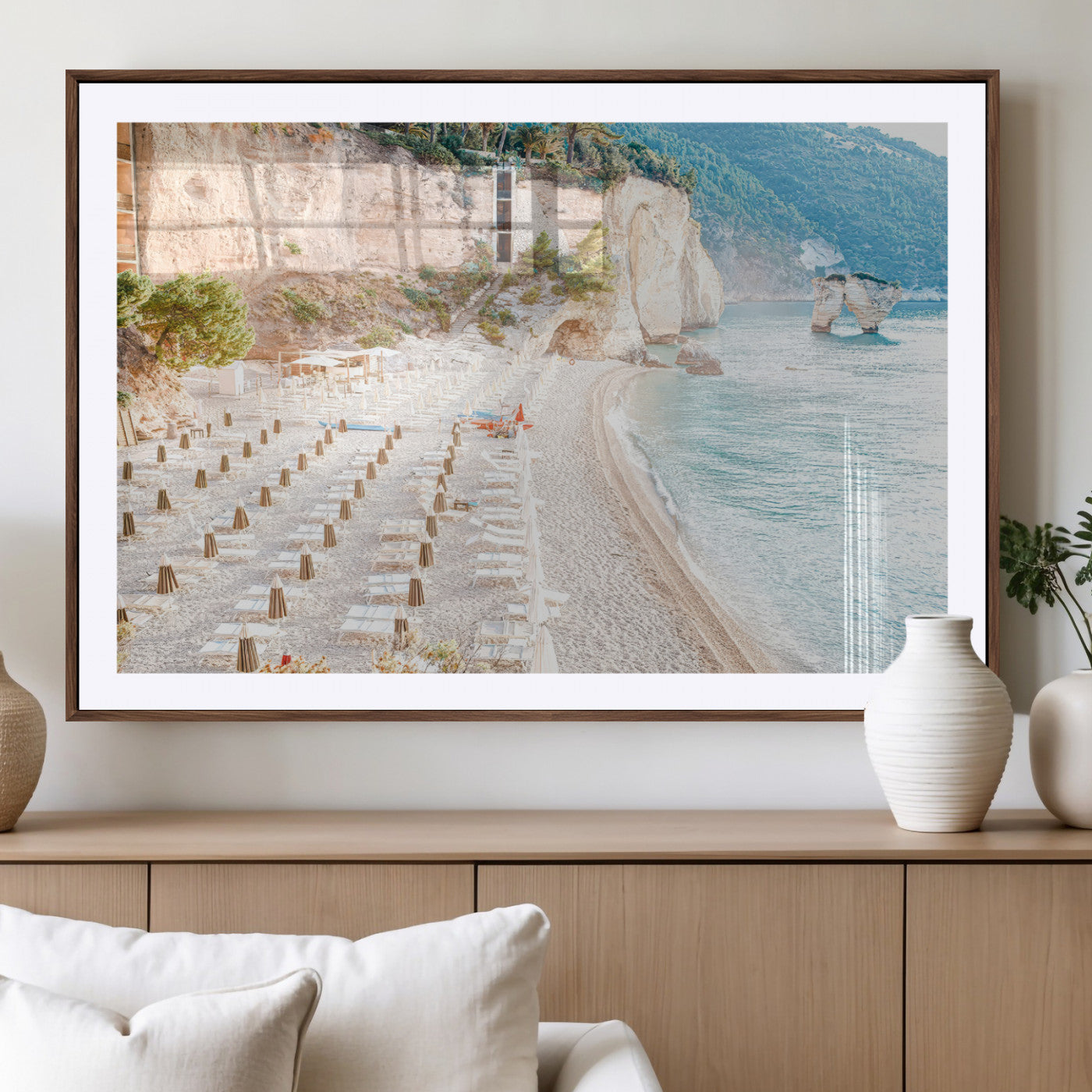 84816639-MGV-CV-36X24-Mediterranean Beach Wall Art Canvas Print, Framed Airy Coastal Art Picture Print, Summer Shore Perfect Coastal Retreat Decor