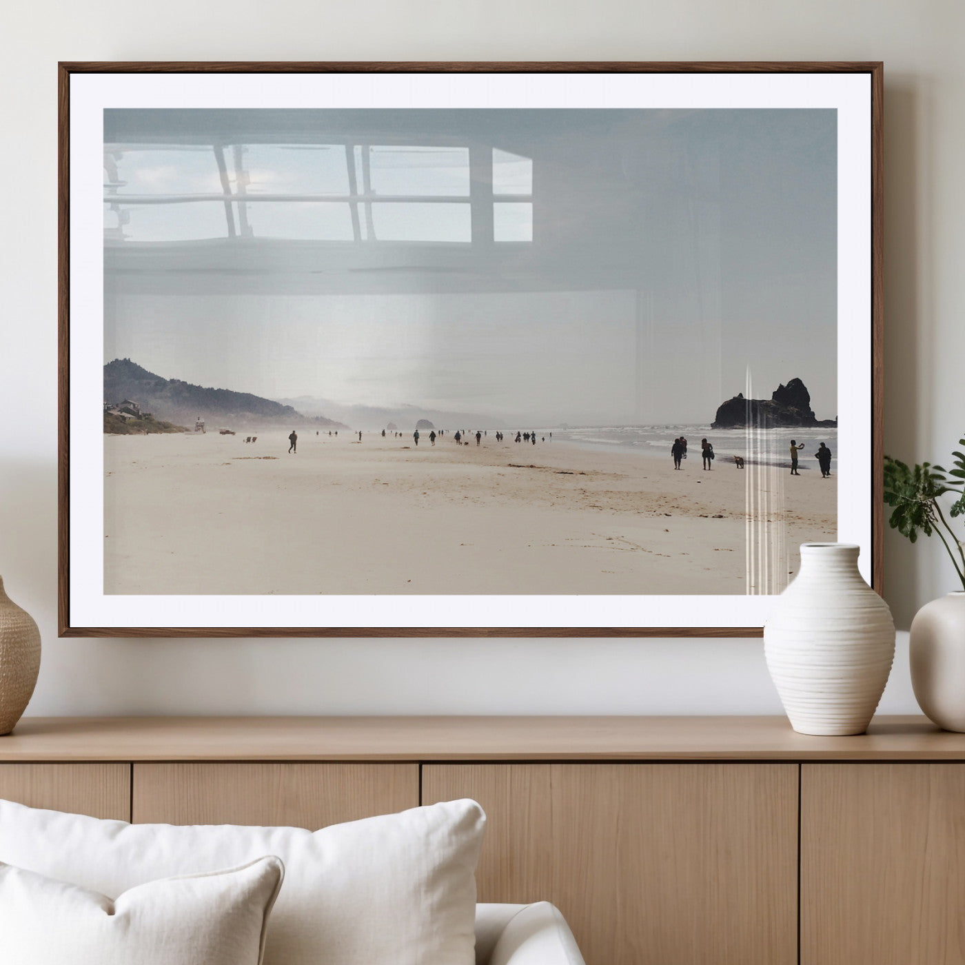 28307820-MGV-CV-36X24-Minimalist Beach Wall Art Canvas Print, Framed Coastal Serenity Art Picture Print, Soft Sand Perfect Modern Coastal Decor Artwork