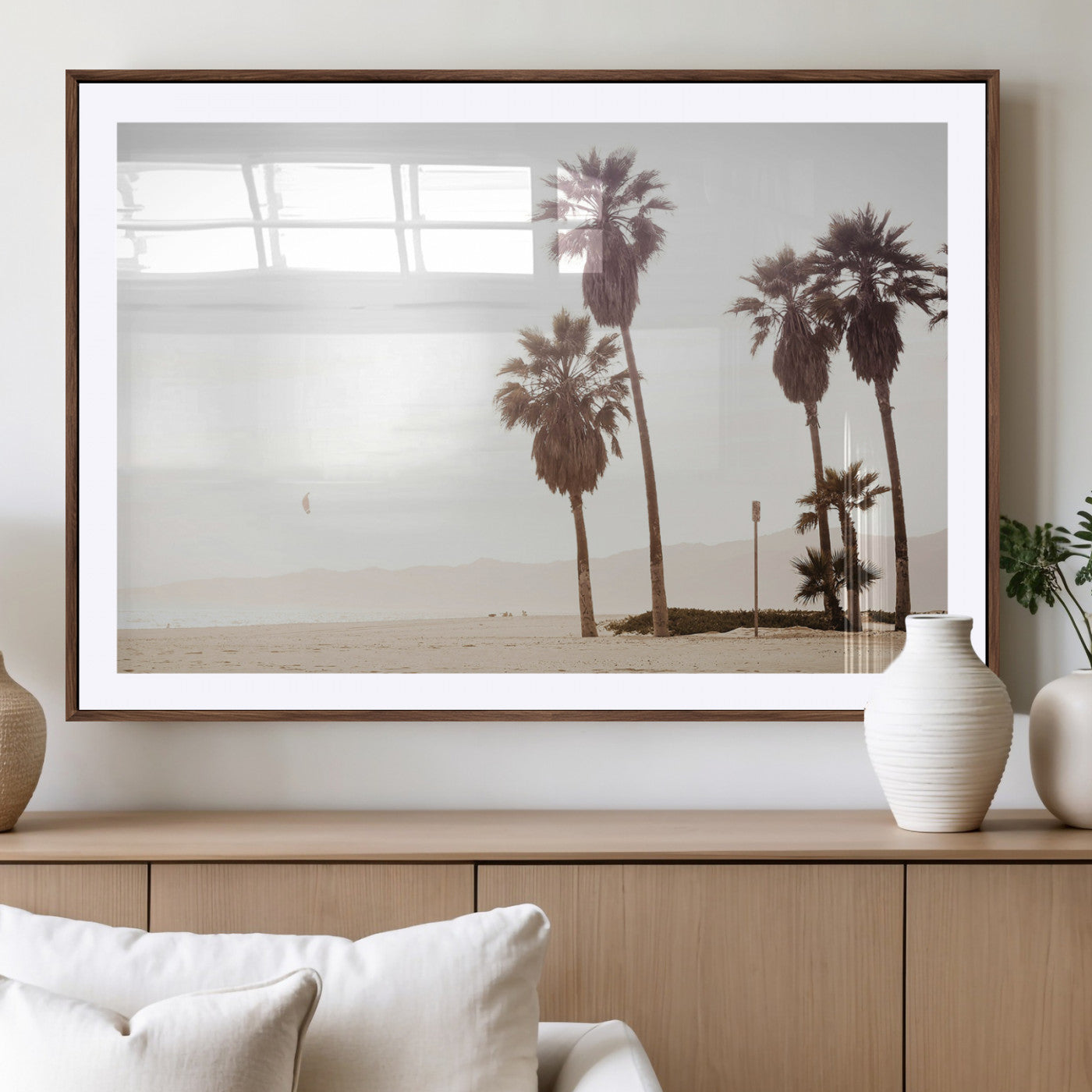 48255923-MGV-CV-36X24-Coastal Light Wall Art Canvas Print, Framed Relaxing Shoreline Art Picture Print, Minimalist Ocean Perfect Tropical Serenity Decor