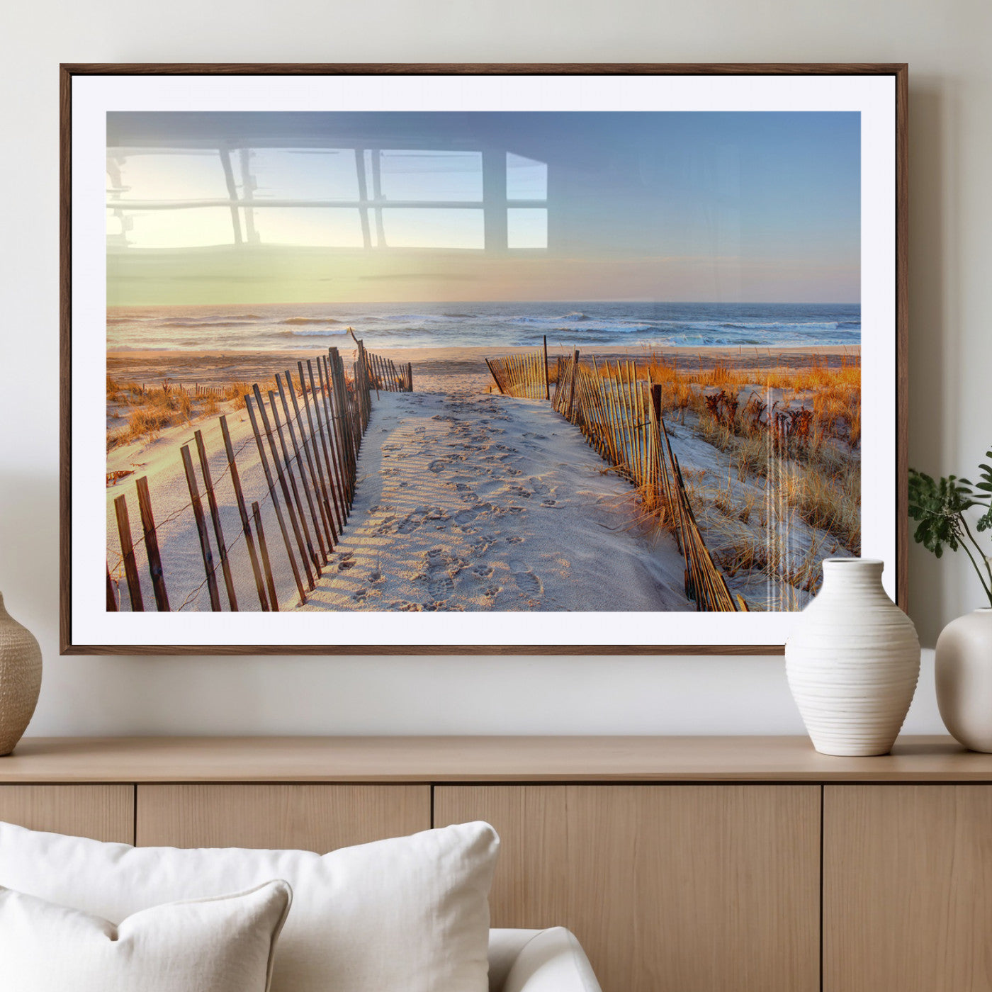 73351887-MGV-CV-36X24-Ocean Sunset Wall Art Wall Art Canvas Print, Framed Nautical Photography Art Picture Print, Summer Beach House Decor Perfect