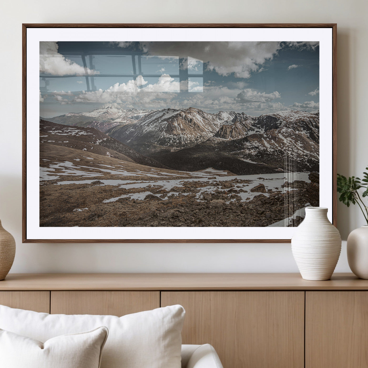 44565953-MGV-CV-36X24-Mountain Landscape Wall Art Canvas Print, Framed Snowy Peaks Art Picture Print, Rugged Highlands Perfect Rustic Adventure Decor