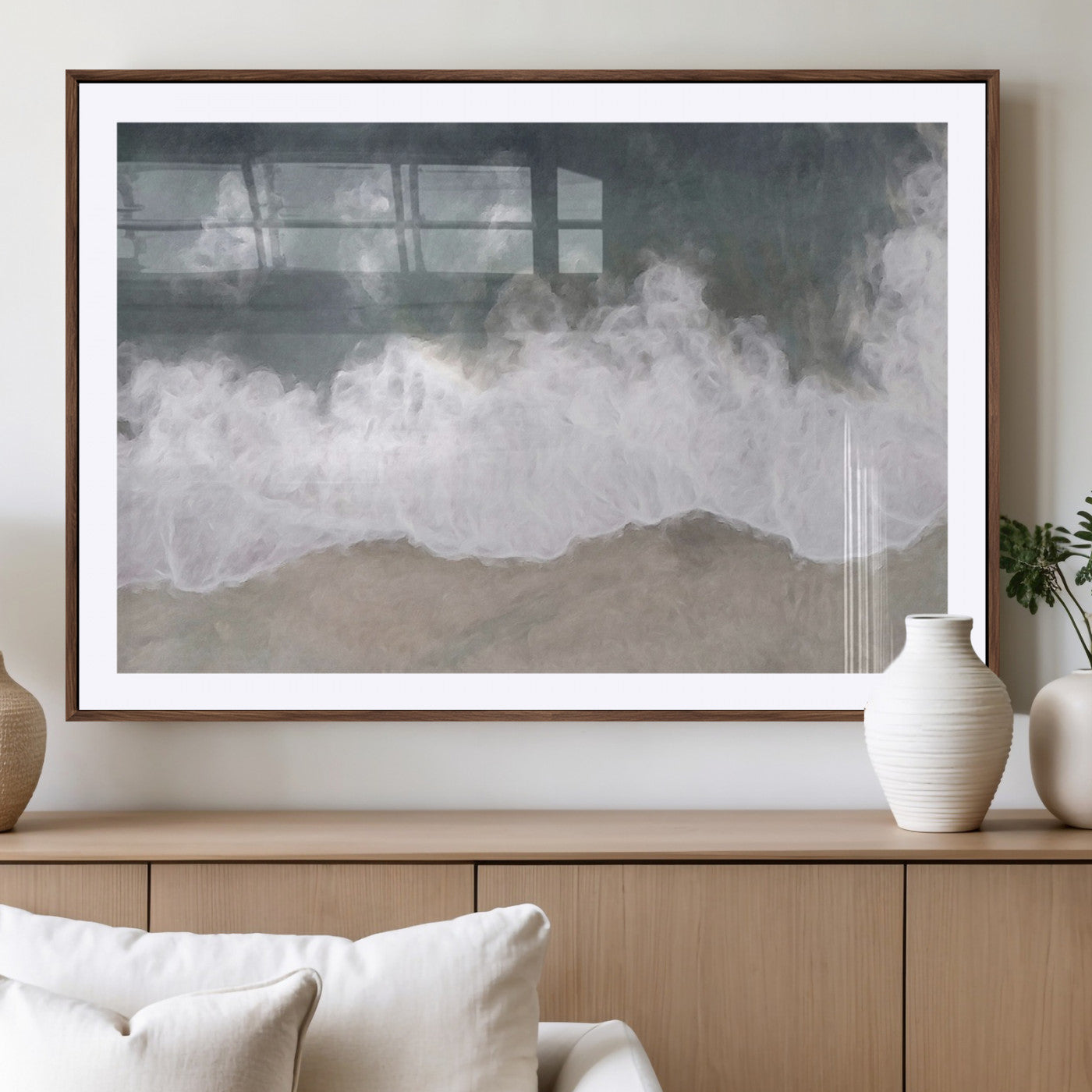 10072982-MGV-CV-36X24-Abstract Ocean Wave Wall Art – Coastal Beach Canvas Print, Minimalist Seascape Painting, Modern Ocean Inspired Artwork for Living