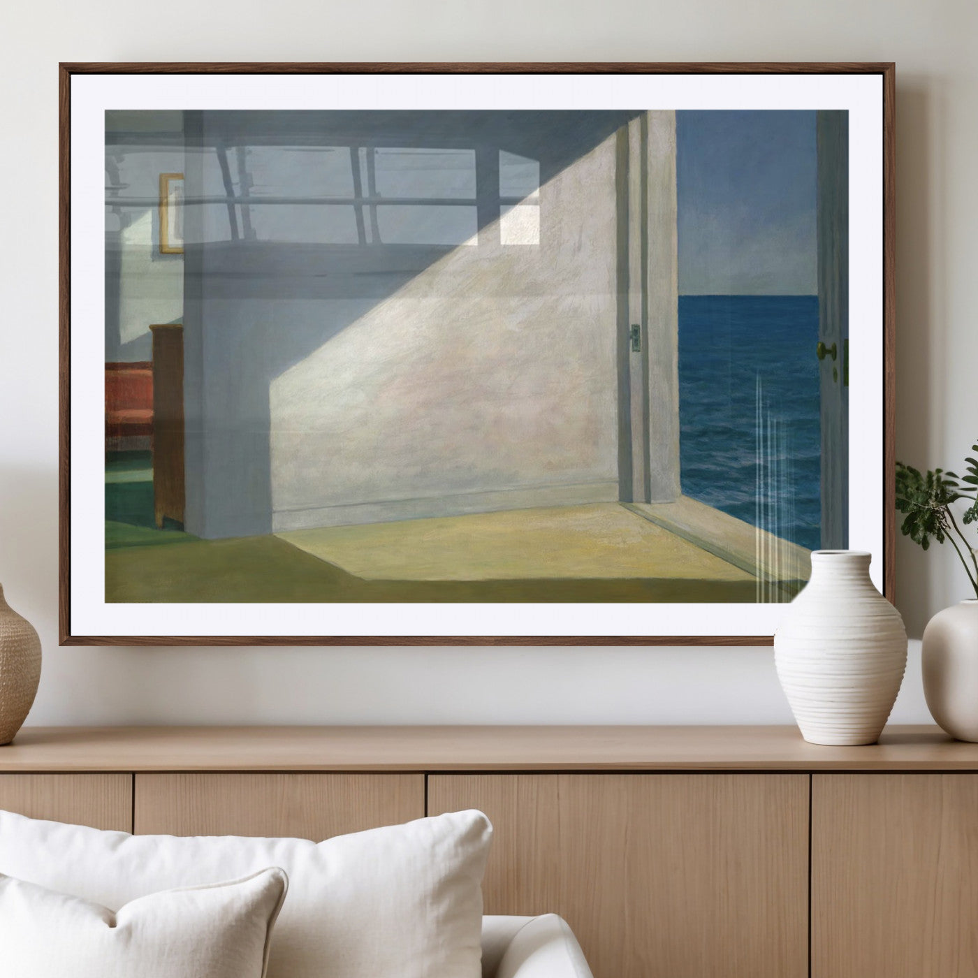 34188481-MGV-CV-36X24-Coastal Sunlight Wall Art – Minimalist Ocean View Canvas Print, Serene Beach House Inspired Decor for Bedroom, Living Room,