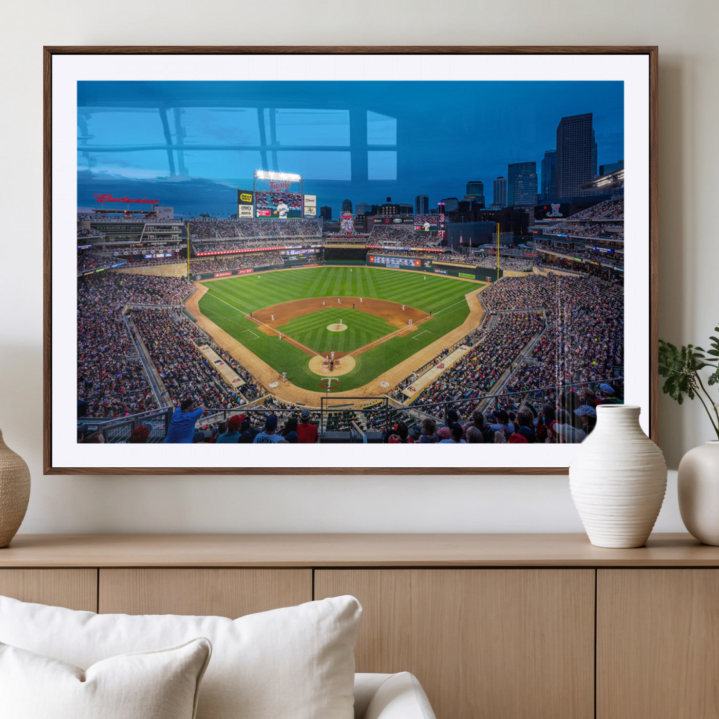 77273035-MGV-CV-36X24-Baseball Stadium Wall Art – Panoramic Evening Game Canvas Print, Sports Fan Decor for Man Cave, Office, Bar, or Living Room