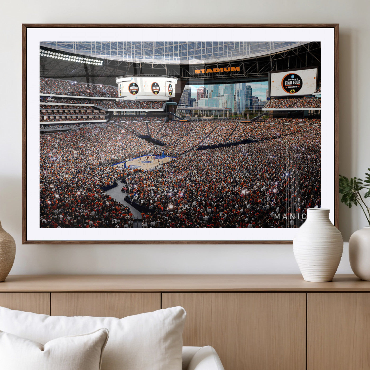 38616413-MGV-CV-36X24-Chicago Dome Stadium Wall Art – Futuristic Basketball Final Four Arena Canvas Print, Modern Sports Fan Decor for Man Cave or