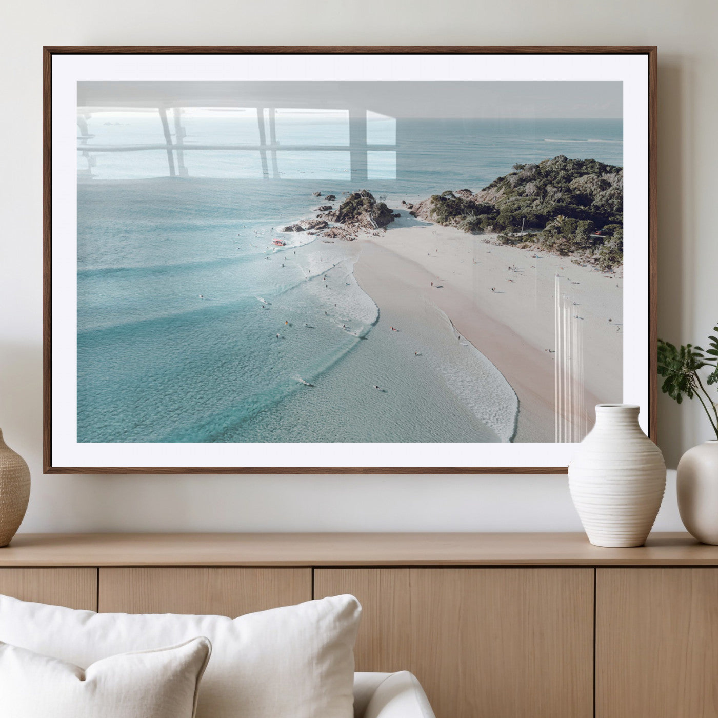 79395467-MGV-CV-36X24-Coastal Wall Art – Aerial Beach Canvas Print, Ocean Waves and Sandy Shore Photography Decor for Bedroom, Living Room, Office,