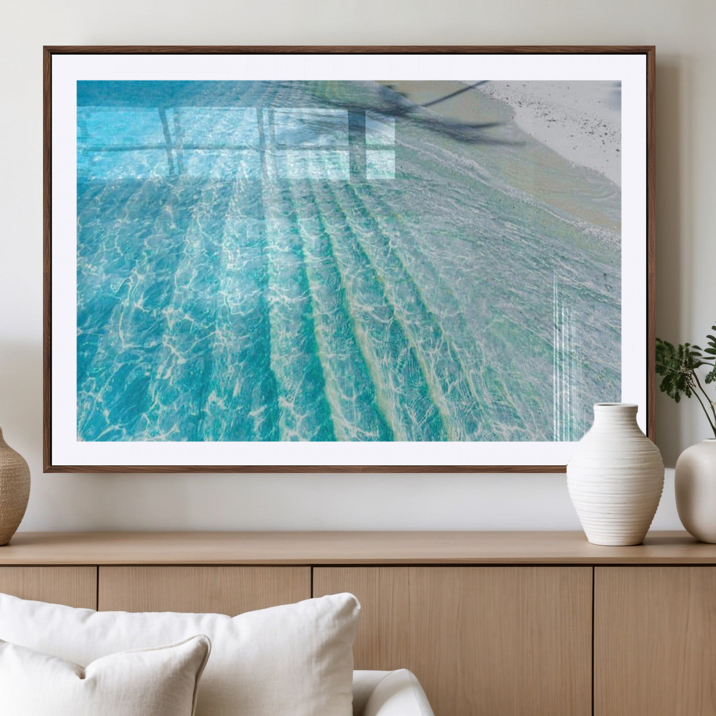 46233906-MGV-CV-36X24-Coastal Wall Art – Turquoise Ocean Waves and White Sand Canvas Print, Tropical Beach Photography Decor for Bedroom, Living Room,