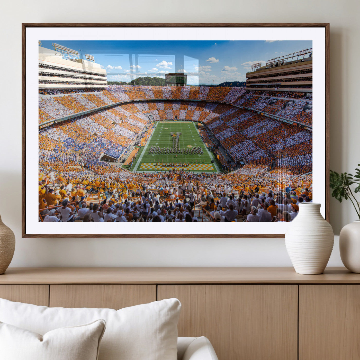 64238859-MGV-CV-36X24-Neyland Stadium Wall Art – Tennessee Volunteers Checkerboard Game Day Canvas Print, College Football Panorama Decor for Man Cave