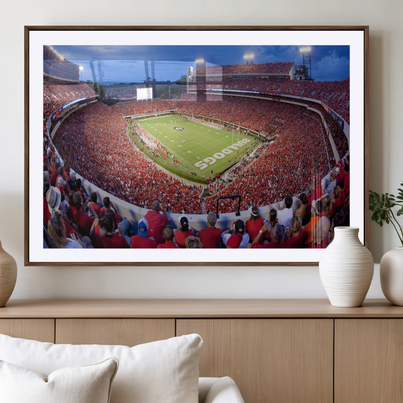 10244378-MGV-CV-36X24-Sanford Stadium Wall Art – Panoramic Georgia Bulldogs Day Game Football Canvas Print, Game Day Crowd Sports Decor for Office, Man