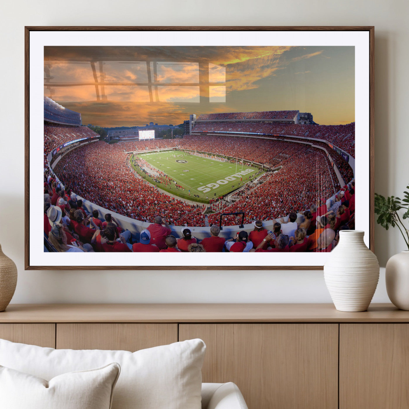 73680988-MGV-CV-36X24-Georgia Bulldogs Stadium Wall Art – Panoramic Football Field Canvas Print, Game Day Decor for Home, Office, Fan Cave, Sports