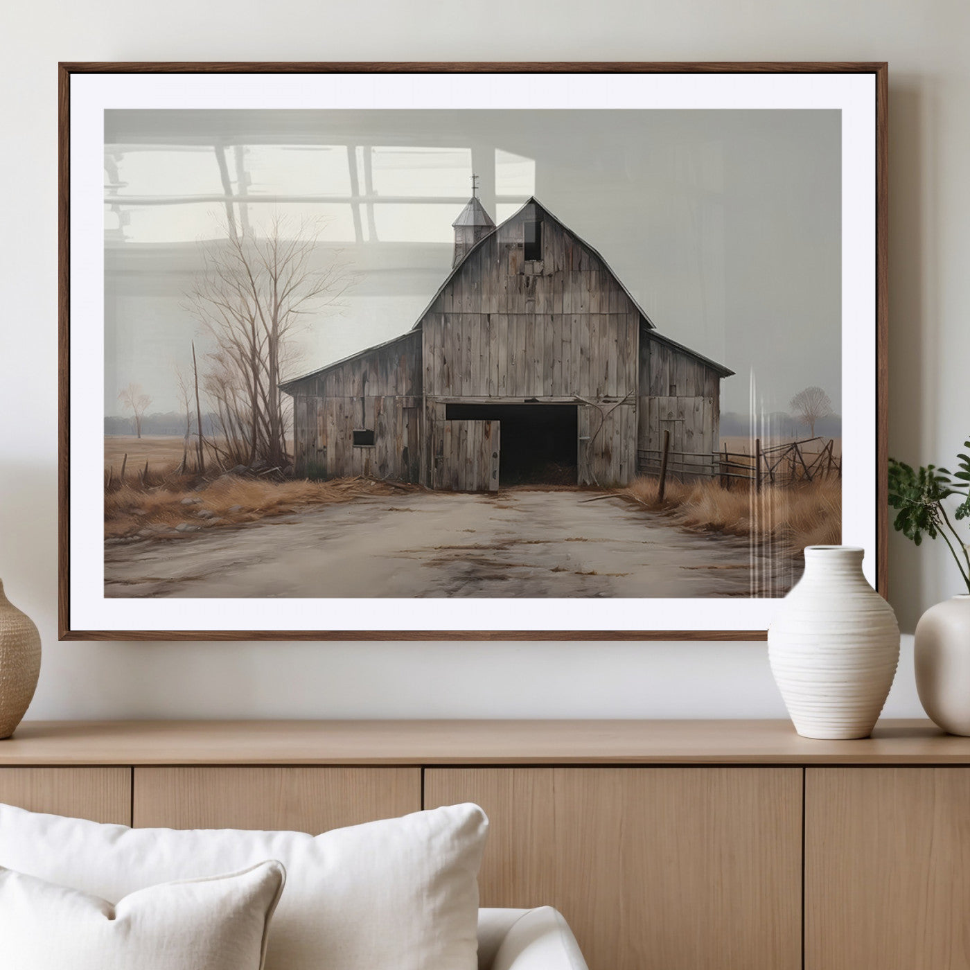 90499-MGV-CV-36X24-Old Barn Wall Art Canvas Print, Framed Rustic Barn Art Picture Print, Abandoned Farm Perfect Rustic Farmhouse Decor Artwork