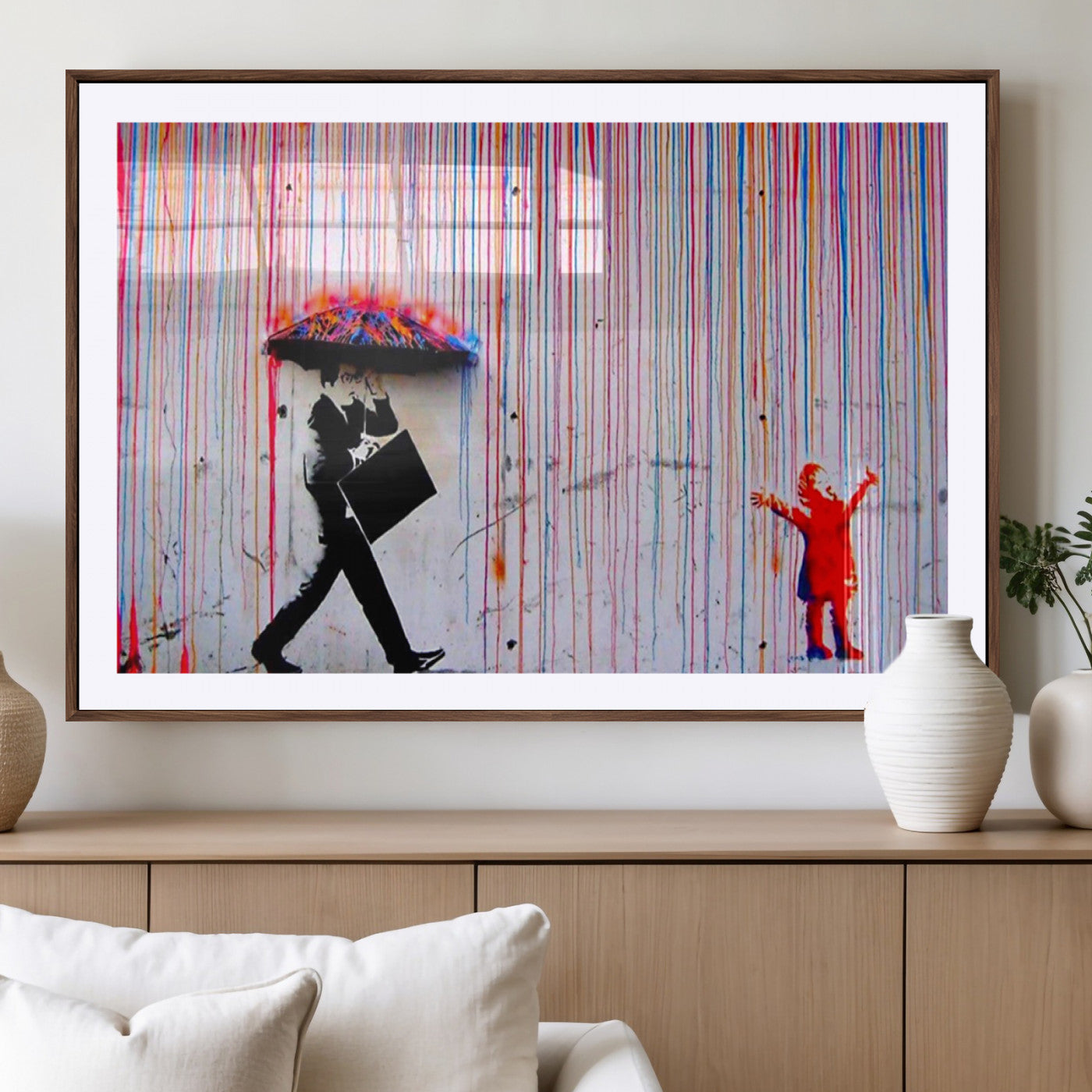 69505-MGV-CV-36X24-Graffiti Girl Wall Art Canvas Print, Framed Urban Contrast Art Picture Print, Vibrant Graffiti Perfect Urban Pop Decor Artwork