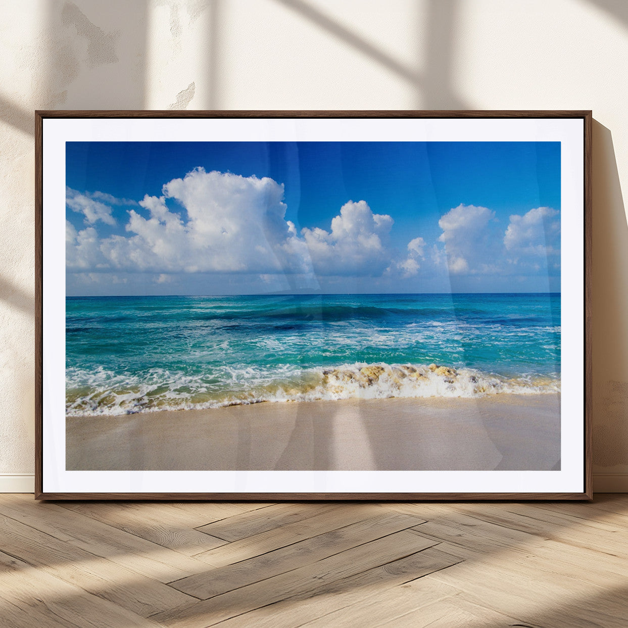 60364-MGV-CV-36X24-Tropical Ocean Wave Wall Art – Serene Blue Sea and White Sand Beach Canvas Print, Coastal Landscape Decor for Living Room, Bedroom