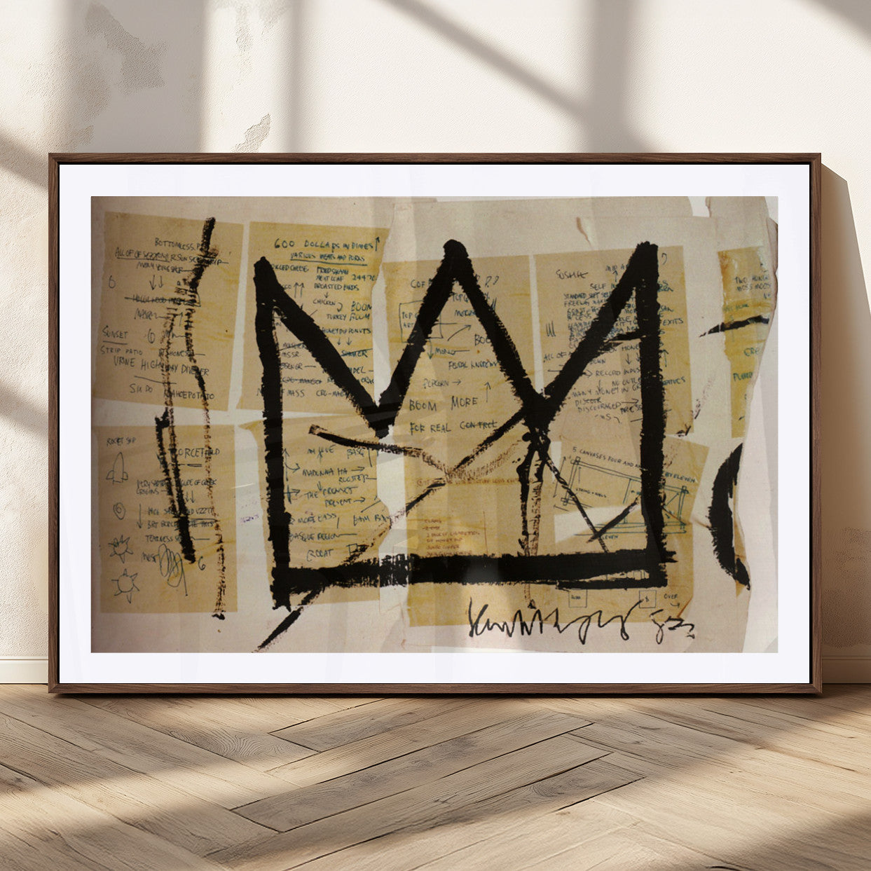 37215-MGC-FP-36x24_Walnut-Abstract Crown Wall Art – Urban Graffiti Style Canvas Print Modern Street Art Design, Bold Contemporary Decor for Living Room,