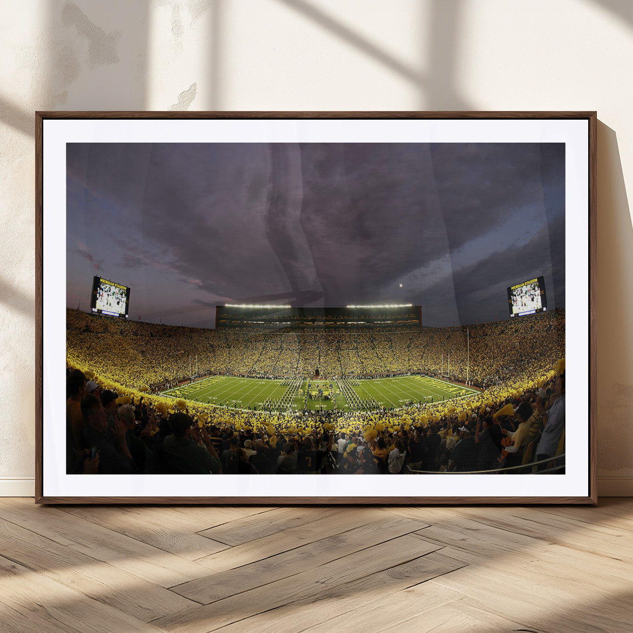 72404-MGV-CV-36X24-Michigan Wolverine Stadium Wall Art Canvas Print, Framed Michigan Stadium Art Picture Print, Football Stadium Perfect Sport Room
