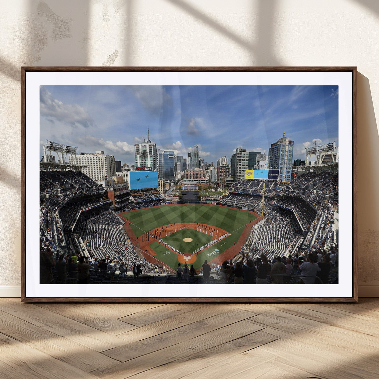 87122-MGC-FP-36x24_Walnut-Petco Park Field Wall Art Canvas Print, Framed San Diego Stadium Art Picture Print, Petco Park Stadium Perfect Sport Room Decor