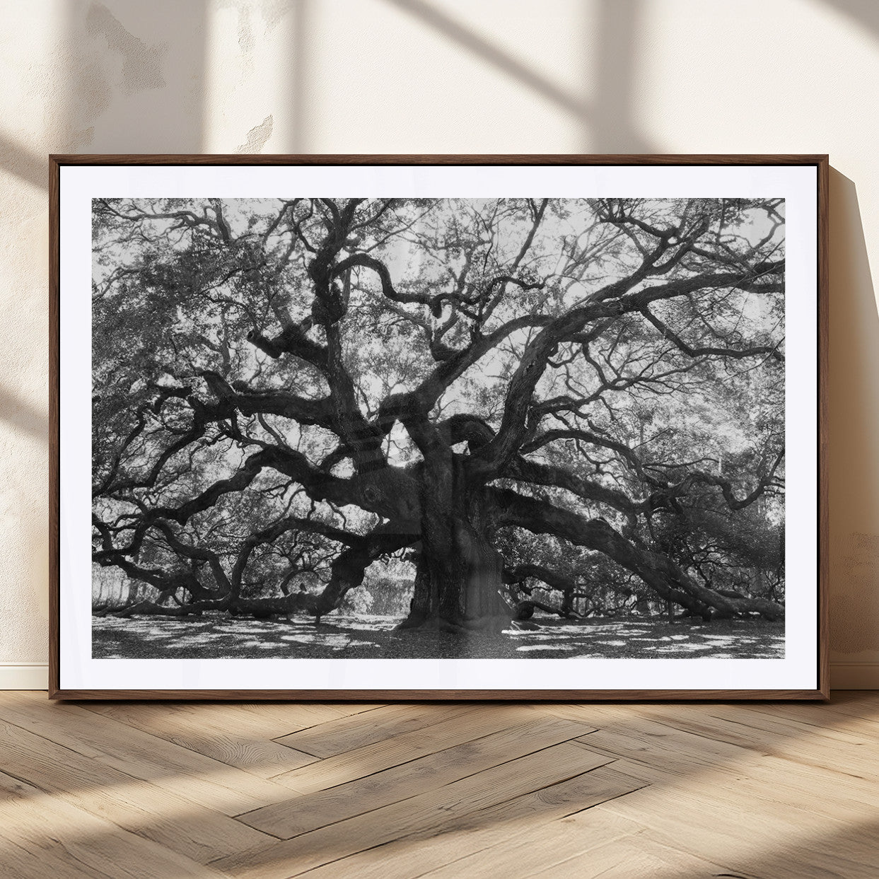 81655611-MGC-FP-36x24_Walnut-Ancient Oak Wall Art Canvas Print, Framed Twisted Branches Art Picture Print, Gnarled Tree Perfect Moody Nature Decor Artwork