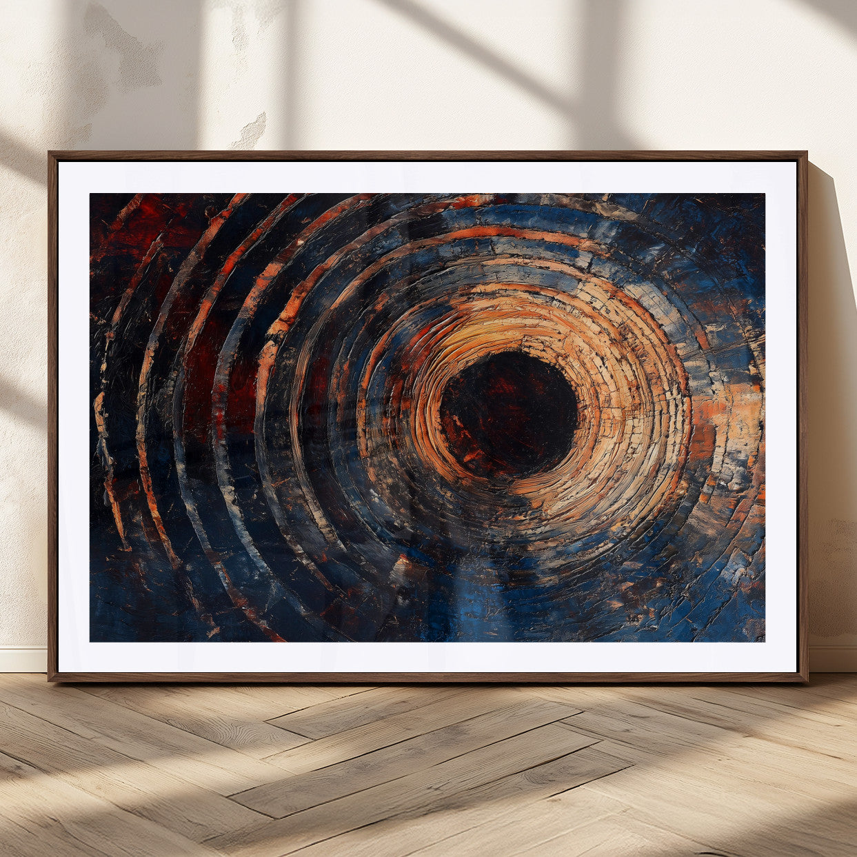 10017879-MGC-FP-36x24_Walnut-Wood Tree Ring Wall Art Canvas Print, Framed Natural Wood Art Picture Print, Rustic Tree Slice Perfect Rustic Decor Artwork