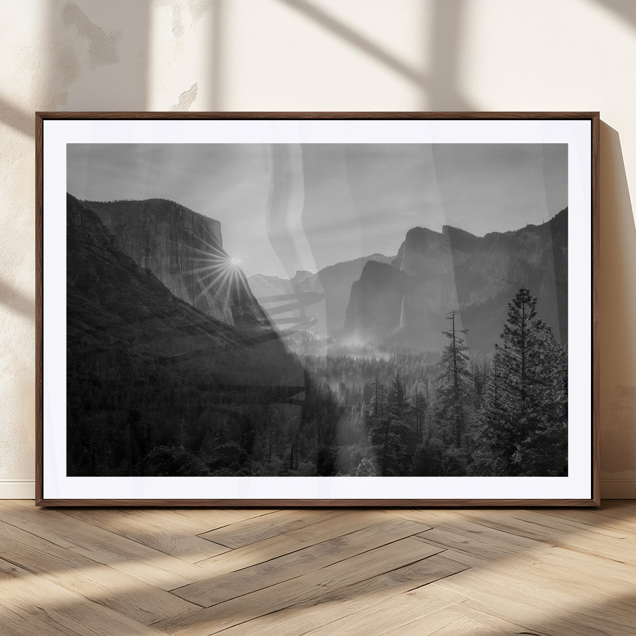 39278955-MGC-FP-36x24_Walnut-Yosemite Valley Wall Art Canvas Print, Framed El Capitan Art Picture Print, Misty Mountain Perfect Modern Rustic Decor Artwork