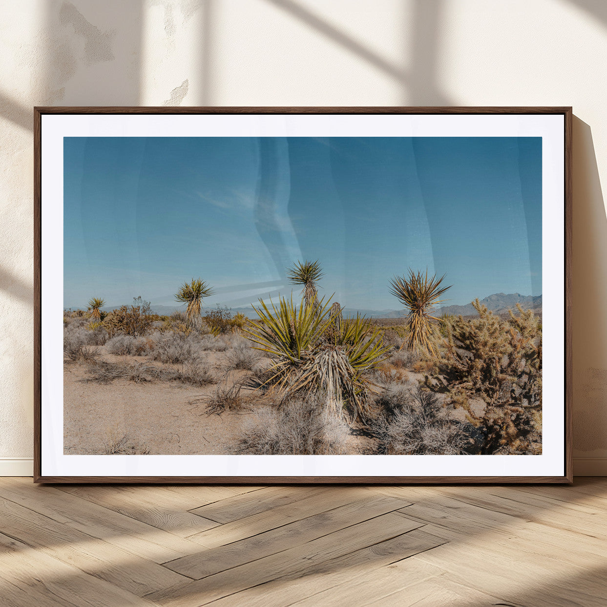 35156165-MGV-CV-36X24-Joshua Tree Wall Art Canvas Print, Framed Desert Landscape Art Picture Print, Warm Earth Tones Perfect Southwestern Minimalist