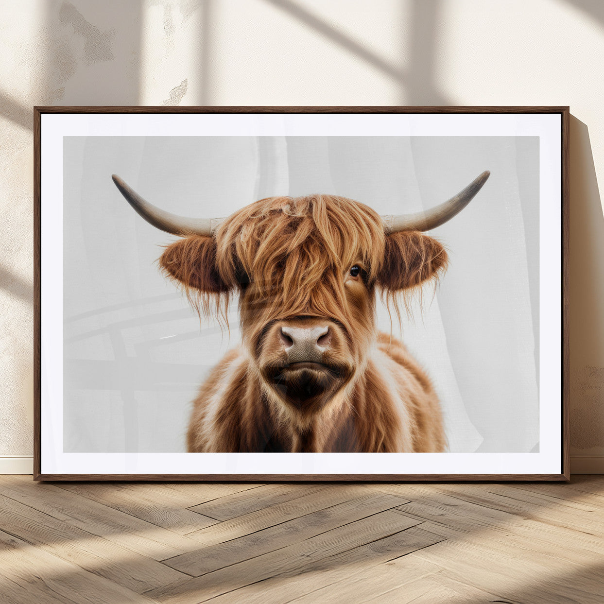 637908607-MGV-FC-93X47-3P_Black-Highland Cow Wall Art Print – Rustic Farmhouse Animal Portrait, Scottish Highland Cattle Canvas, Modern Country Wall Decor for