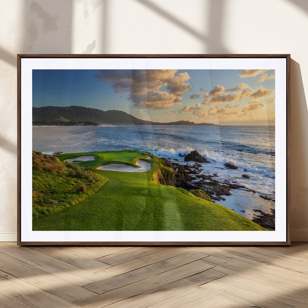67486665-MGC-FP-36x24_Walnut-Golf Course Wall Art – Pebble Beach Oceanfront Canvas Print, Coastal Fairway Photography Sports Decor for Living Room, Office, Man