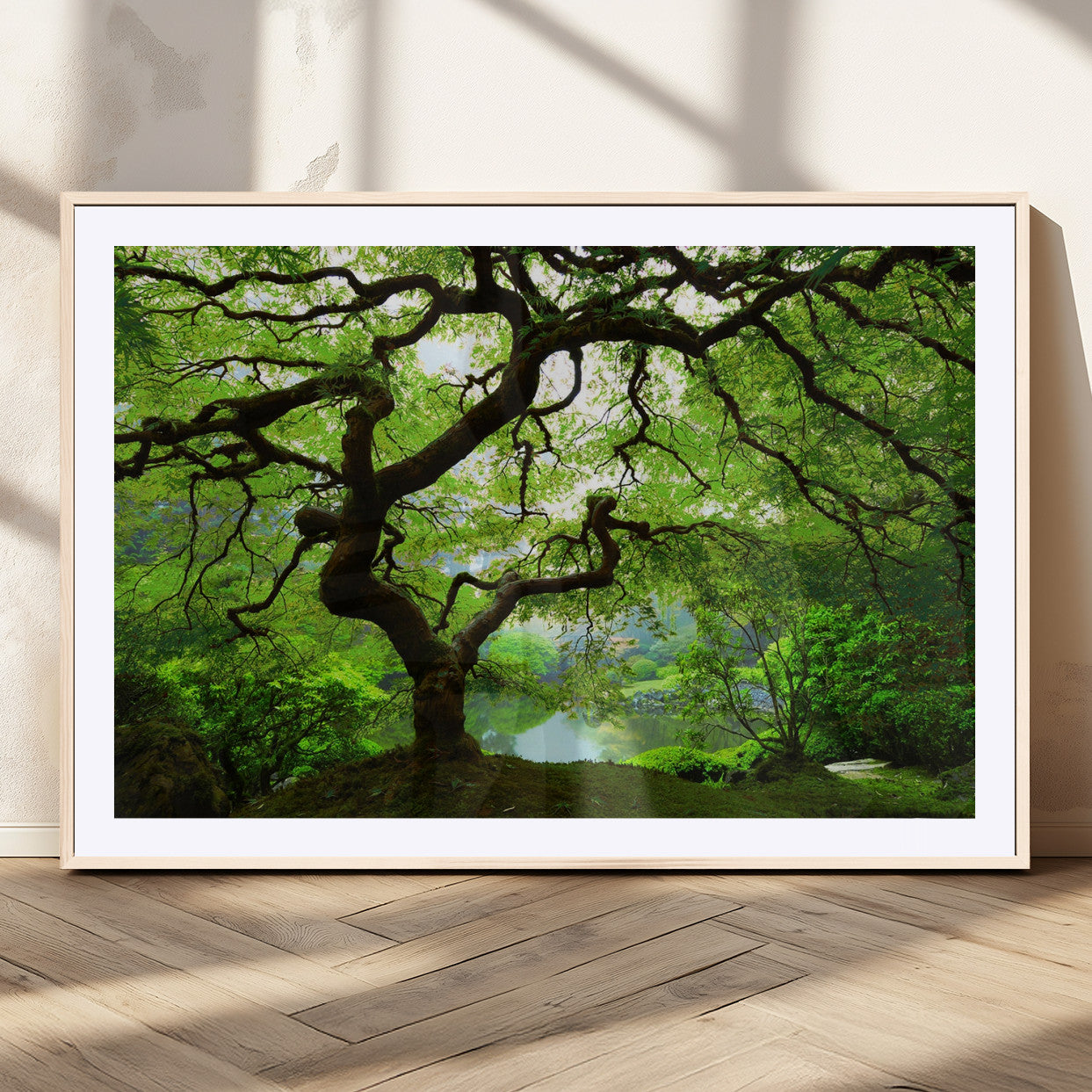 18094-MGV-CV-36X24-Emerald Canopy Wall Art – Panoramic Lush Green Tree Canvas Print, Serene Nature Decor for Office, Living Room or Meditation Space