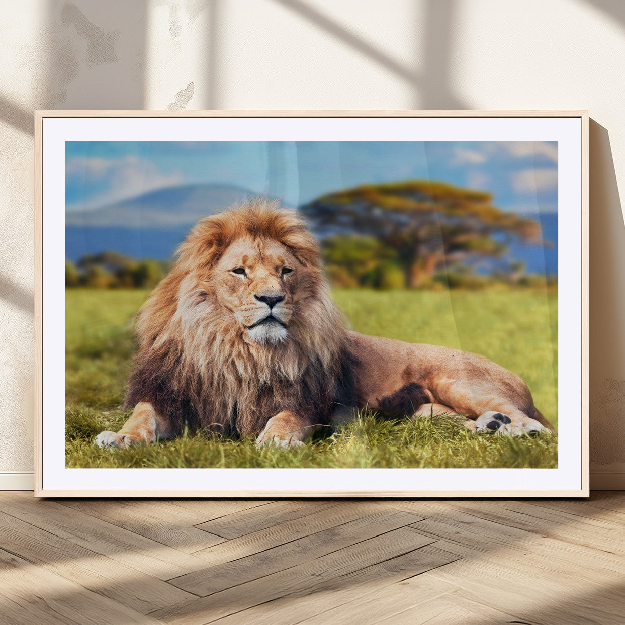 67826-MGC-FP-36x24_Natural-Majestic Lion Wall Art – King of the Jungle Canvas Print, Safari Wildlife Decor for Living Room, Office, or Man Cave