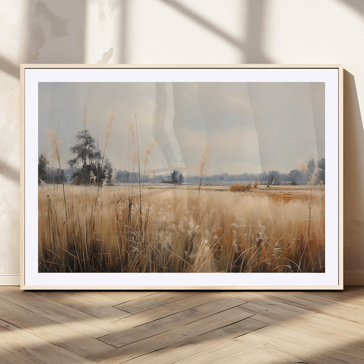 38193-MGC-FP-36x24_Natural-Golden Meadow Wall Art – Serene Grassland Landscape Canvas Print, Rustic Nature Decor for Bedroom, Living Room or Farmhouse