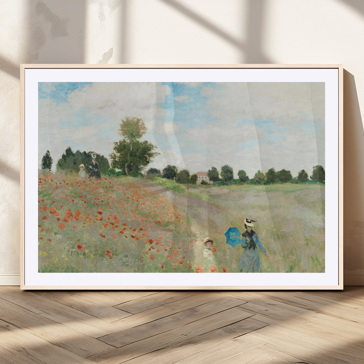 74890-MGC-FP-36x24_Natural-Monet Poppy Field Wall Art – Impressionist Landscape Canvas Print, Classic French Artwork for Living Room, Bedroom or Office Decor