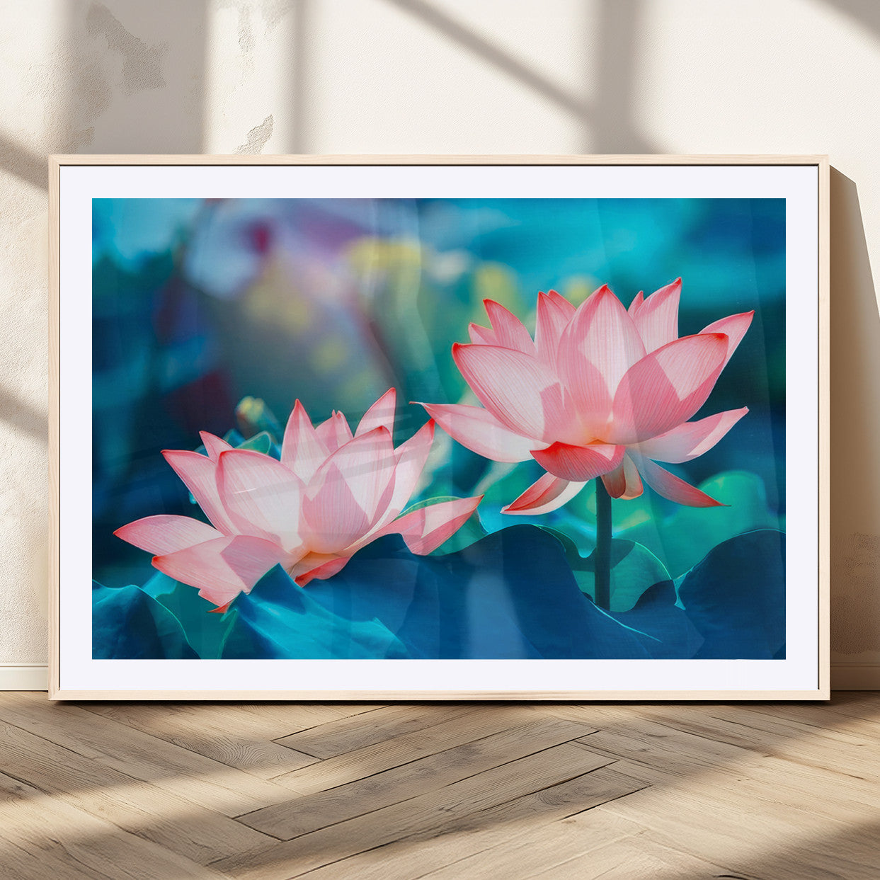 32559-MGC-FP-36x24_Natural-Lotus Flower Wall Art – Pink Water Lily Canvas Print, Tranquil Nature Decor for Living Room, Bedroom or Meditation Space
