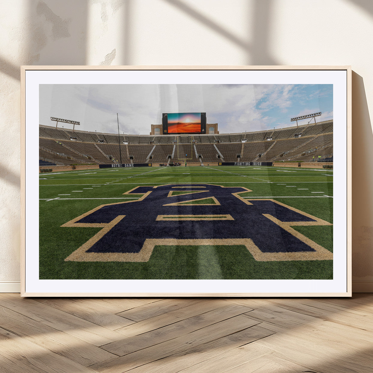 52835-MGV-CV-36X24-Notre Dame Stadium Wall Art Canvas Print, Framed Indiana Stadium Art Picture Print, Notre Dame Field Perfect Sport Room Decor