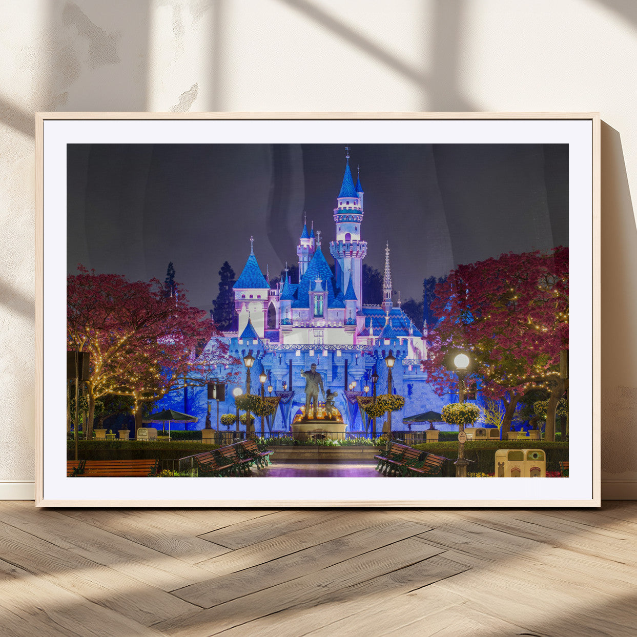 66710-MGV-CV-36X24-Enchanted Castle Wall Art – Magical Night Scene Canvas Print with Glowing Lights, Fantasy Architecture Artwork for Living Room,