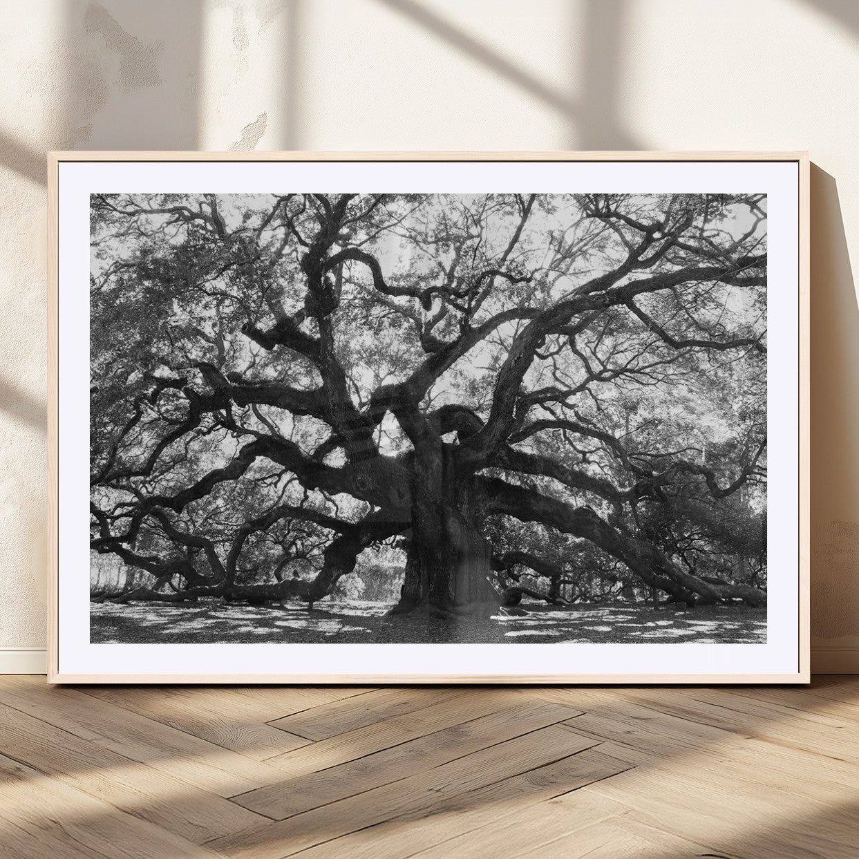 81655611-MGV-CV-36X24-Ancient Oak Wall Art Canvas Print, Framed Twisted Branches Art Picture Print, Gnarled Tree Perfect Moody Nature Decor Artwork
