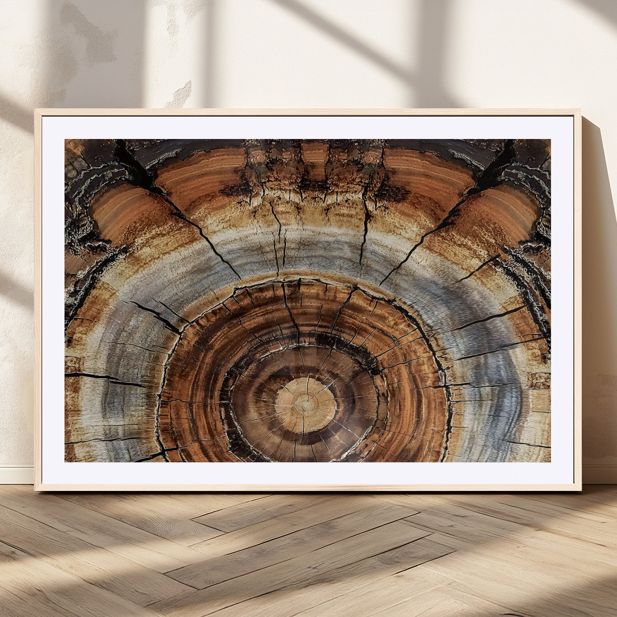 15184146-MGC-FP-36x24_Natural-Tree Rings Wall Art Canvas Print, Framed Wood Texture Art Picture Print, Rustic Pattern Perfect Rustic Organic Decor Artwork