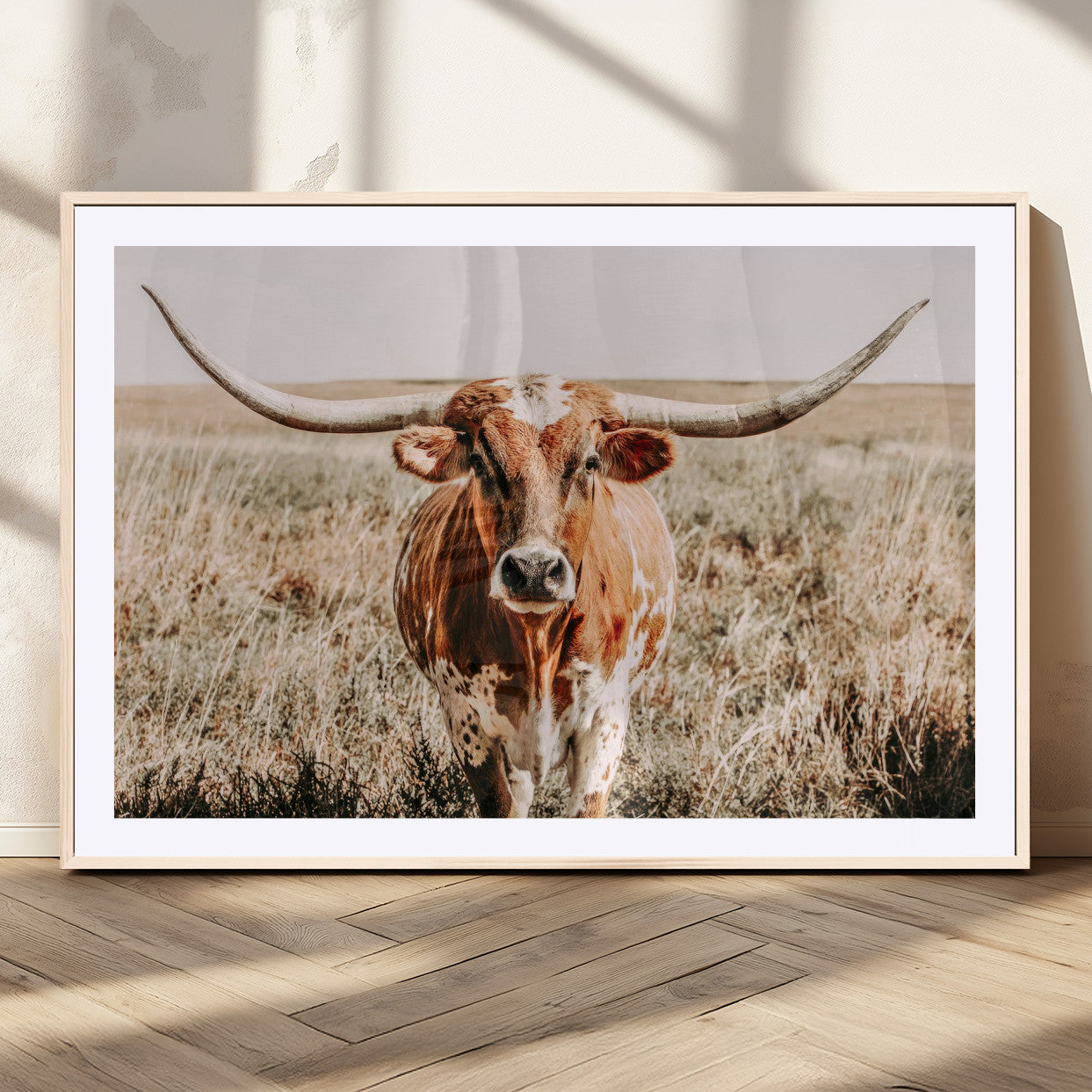 54986862-MGC-FP-36x24_Natural-Majestic Longhorn Wall Art – Canvas Print of Graceful Strength & Bold Spirit, Wild Plains Beauty Nature Inspired Rustic Decor for