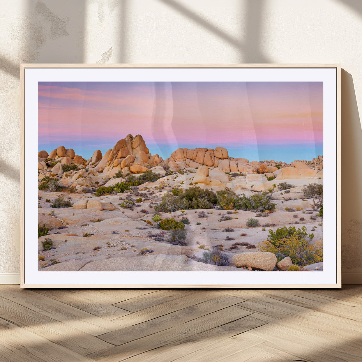96167137-MGC-FP-36x24_Natural-Vibrant Sunset Sky Wall Art Canvas Print, Framed Joshua Tree Art Picture Print, Rugged Terrain Perfect Southwestern Boho Decor