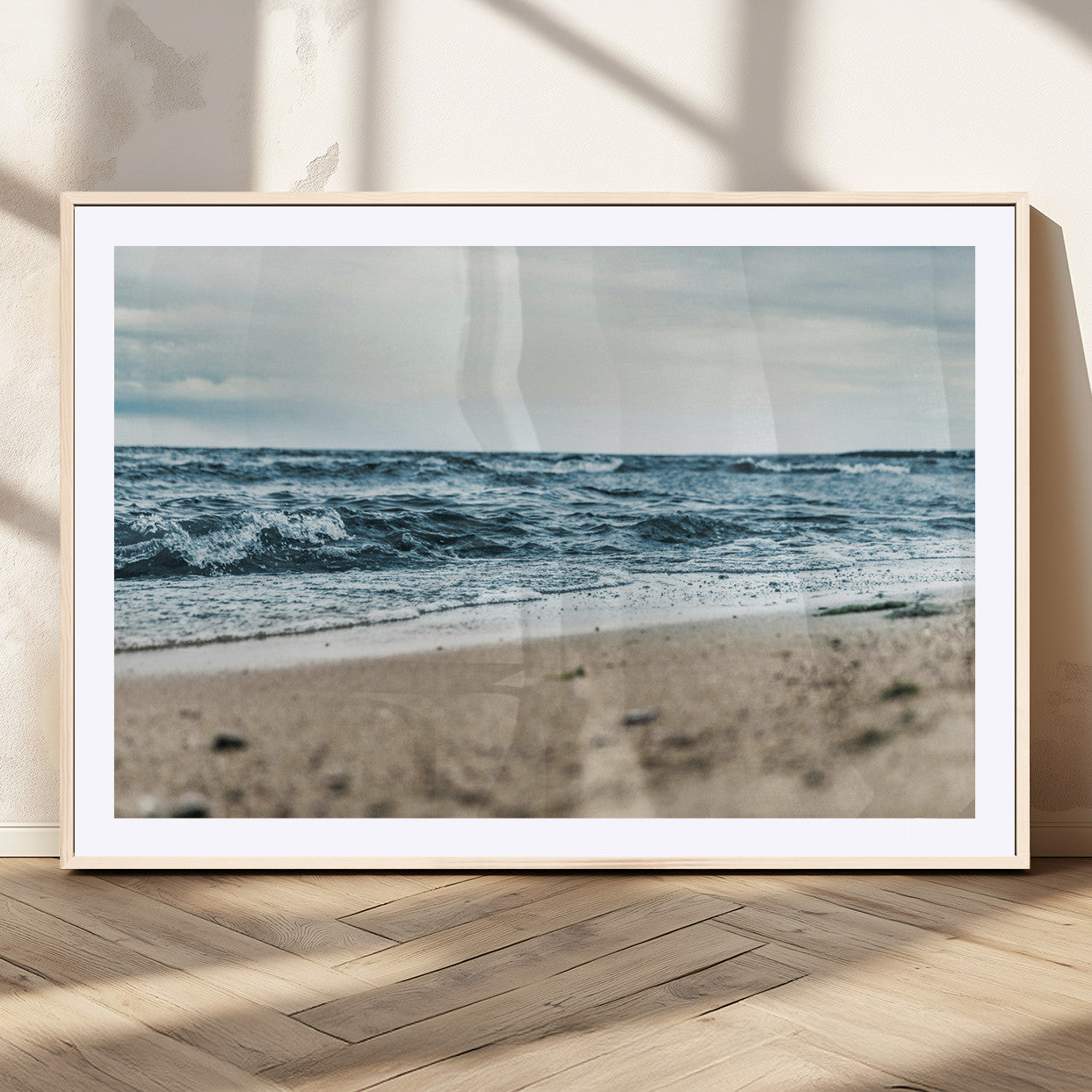 81812590-MGV-CV-36X24-Ocean Wall Art Wall Art Canvas Print, Framed Coastal Canvas Art Picture Print, Moody Seascape Perfect Coastal Minimalist Decor