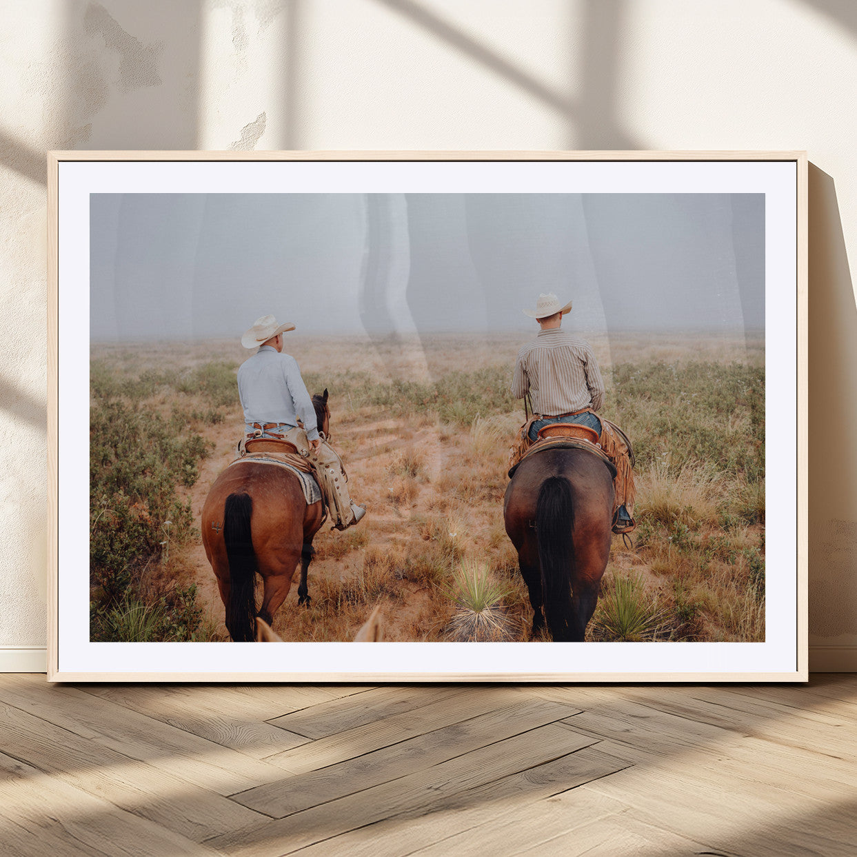 54943176-MGV-CV-36X24-Cowboy Wall Art Wall Art Canvas Print, Framed Western Canvas Art Picture Print, Rustic Ranch Scene Perfect Rustic Western Decor
