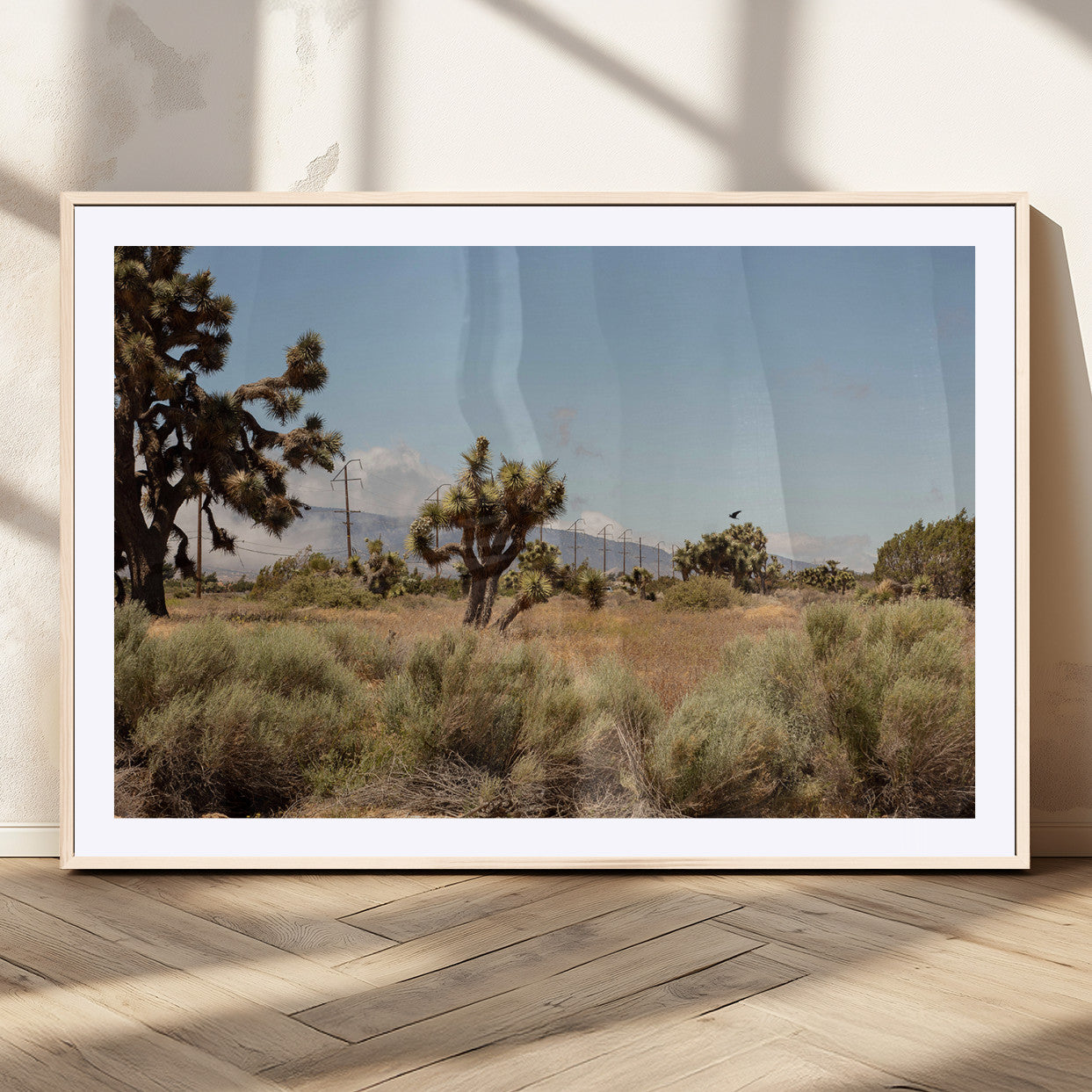 16114018-MGV-CV-36X24-Joshua Tree Wall Art Canvas Print, Framed Desert Landscape Art Picture Print, Mountain Horizon Perfect Southwestern Boho Decor