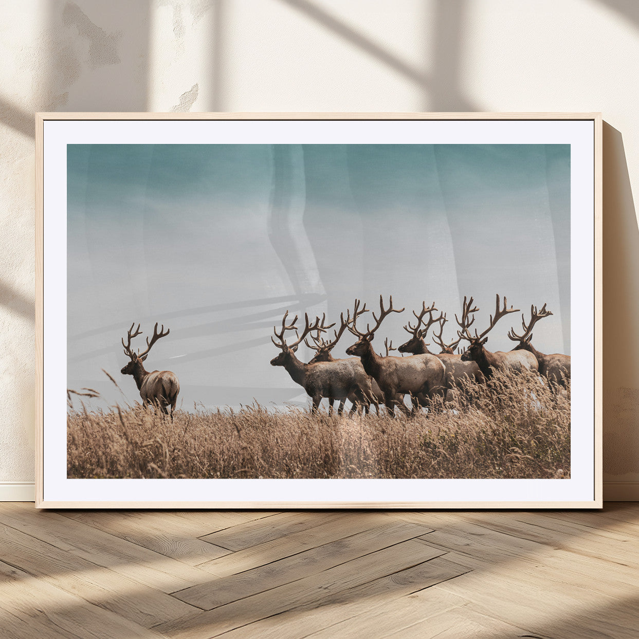 81594705-MGV-CV-36X24-Elk Herd Wall Art Canvas Print, Framed Wildlife Photography Art Picture Print, Rustic Nature Print Perfect Rustic Wildlife Decor